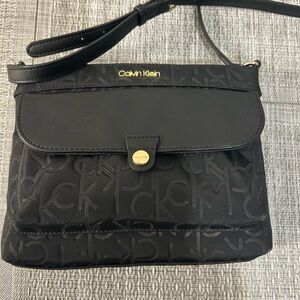 Calvin Klein Black Monogram Crossbody Bag CK Logo Small Shoulder Purse